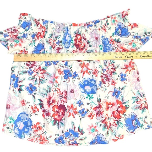 Gap Women’s Off The Shoulder Top Small Floral Smocked Short Sleeve Cottagecore - Picture 5 of 8